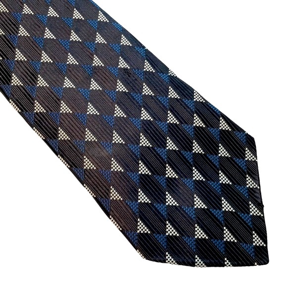 Peterborough Row for BLOOMINGDALES 100% Silk Tie Navy Geometric Print - Picture 1 of 7